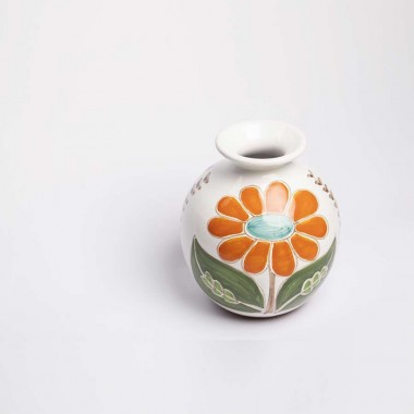 Round Cachepot Folk daisy VS507FK-MG de simone pottery Round Cachepot Folk daisy VS507FK-MG de simone pottery